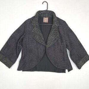 Harubella by Exotic Abstract Lightweight Womens Open Face Jacket Black Print XL